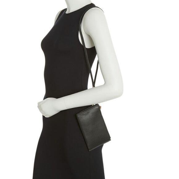 HOBO GO Tour Leather Zip Pouch‎ Bag, Wristlet, with Lanyard, Black/Gold, NWT - Picture 9 of 12